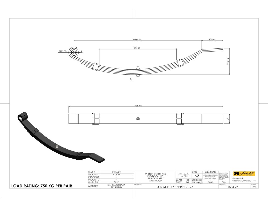 LEAF SPRING 4 BLADE 750KG(PAIR) 27